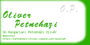 oliver petnehazi business card