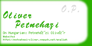 oliver petnehazi business card